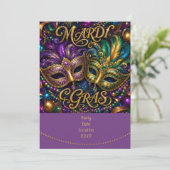 Mardigras Einladung (Stehend Vorderseite)