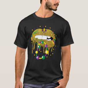 Mardis Grad Lips Queen Carnival Costume T-Shirt