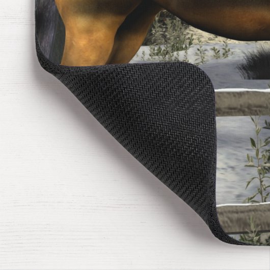 Mare and Foal in Winter Mousepad (Ecke)