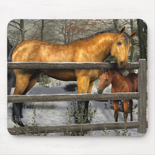 Mare and Foal in Winter Mousepad (Vorne)