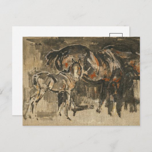 Mare and Foal | Joseph Crawhall Postkarte (Vorne/Hinten)
