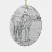 Mare and Foal Keramik Ornament (Rechts)