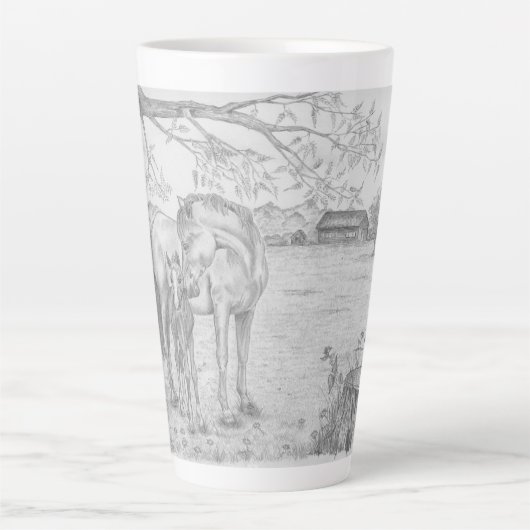 Mare and Foal Latte Tasse (Vorderseite)