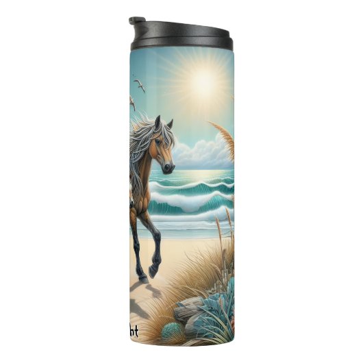 Mare and Foal on Beach Thermosbecher (Nach rechts gedreht)