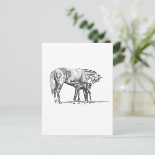 Mare and Foal Postkarte (Stehend Vorderseite)