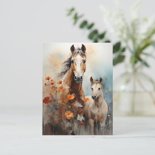 Mare and Foal Postkarte (Stehend Vorderseite)