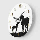 Mare and Foal Wall Clock Große Wanduhr (Winkel)