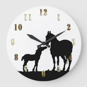 Mare and Foal Wall Clock Große Wanduhr