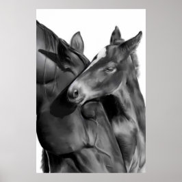 Mare and Foot in Black and White Poster