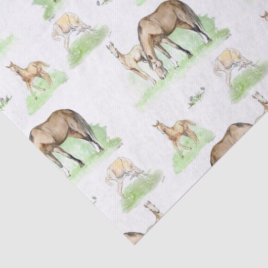 Mare and Horse Foal Pattern Seidenpapier (Detail)