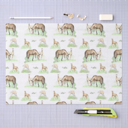 Mare and Horse Foal Pattern Seidenpapier (Handwerk)