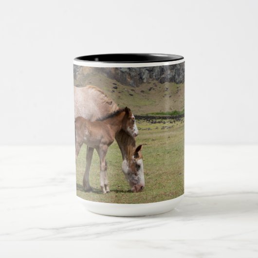 Mare & Colt am Vulkankrater von Rano Raraku Tasse (Zentrum)