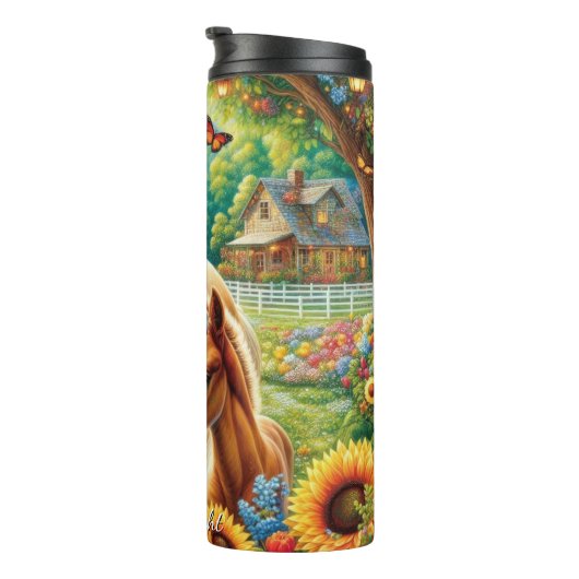 Mare Foal Butterfly Flower Garden Thermosbecher (Nach rechts gedreht)