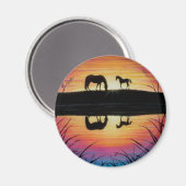 Mare-Fohlen-Sonnenaufgangsmagnet Magnet (Vorderseite/Rückseite)
