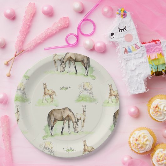Mare und Pferdefohlen Pappteller (Party)