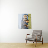 Mare with Foal, Shetland Islands, Schottland Wandteppich (Beispiel)