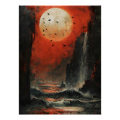Marea de Luna Sangrienta Paisaje Marino Surrealisa Poster (Vorderseite)