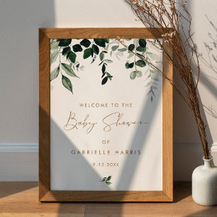 MAREE Greenery Baby Dusche Begrüßungszeichen Poster