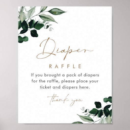 MAREE Greenery Diaper Raffle Sign Poster (Vorne)
