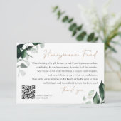 MAREE Greenery Wedding Honeymoon Fund QR Code Begleitkarte (Stehend Vorderseite)