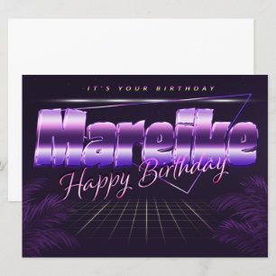 Mareike Name Vorname lila retro Karte Geburtstag