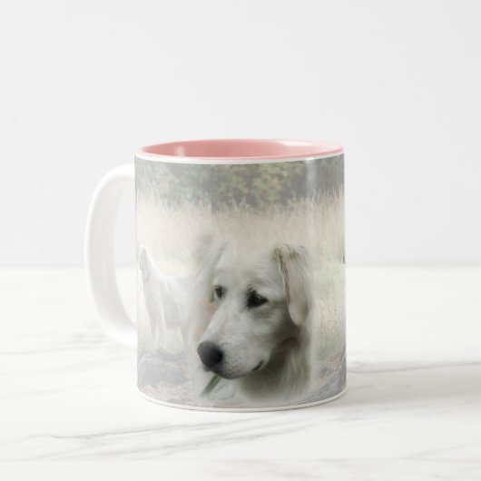 Maremma-Hüter-Design Zweifarbige Tasse (Vorderseite Links)