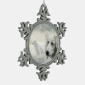 Maremma-Hüterin Schneeflocken Zinn-Ornament (Links)