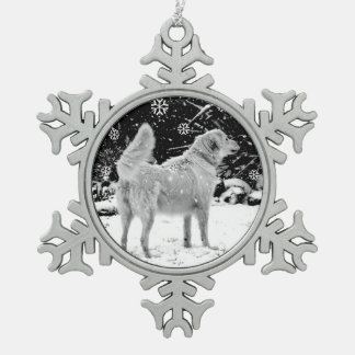 Maremma-Schnee Schneeflocken Zinn-Ornament