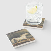 Marengo das Weiße Pferd (von James Ward) Steinuntersetzer (Seitenansicht)