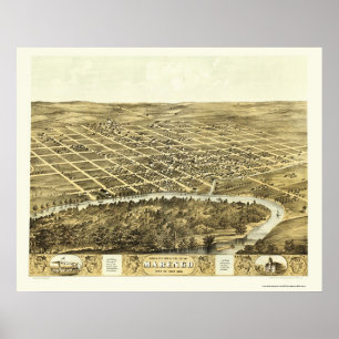 Marengo, IA Panorama Karte - 1868 Poster