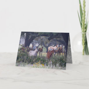 Mares and Foals in den Blume - Grußkarte Dankeskarte