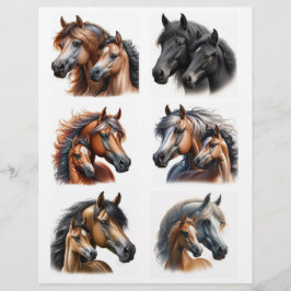 Mares & Foals ・ Watercolor Horse Fussy Cuts