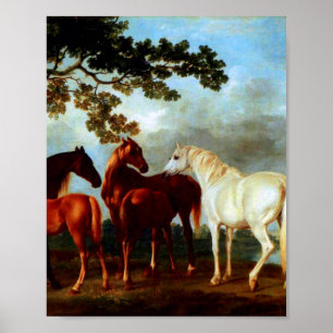Mares in einer Flusslandschaft von George Stubbs Poster