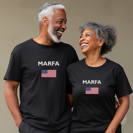 Marfa Texas USA American Flag Dark Color T-Shirt
