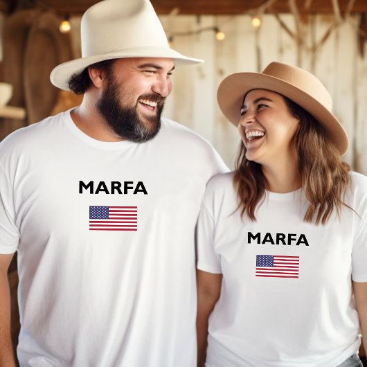 Marfa Texas USA Flag Light Color T-Shirt