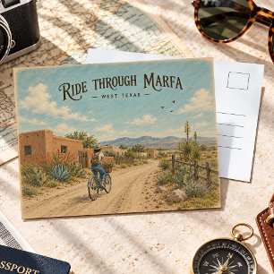 Marfa Texas Vintage-Fahrradtour Wüstenreise Postkarte