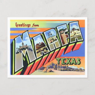 Marfa, Texas Vintage-Großbuchstaben-Postkarte Postkarte