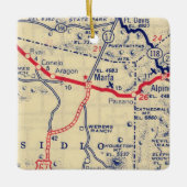 Marfa TX Vintage Karte Keramikornament (Vorderseite)