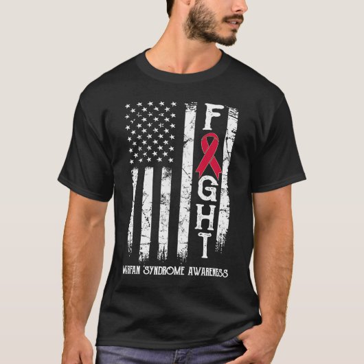 Marfan-Syndrom Warrior US-Flagge T-Shirt (Vorderseite)