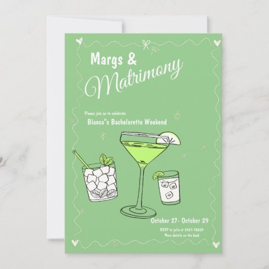 Marg & Matrimony Bachelorette Einladung (Vorderseite)