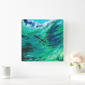 Margaret Juul Artwork Ocean Wave Modern Clock Quadratische Wanduhr (Zuhause)