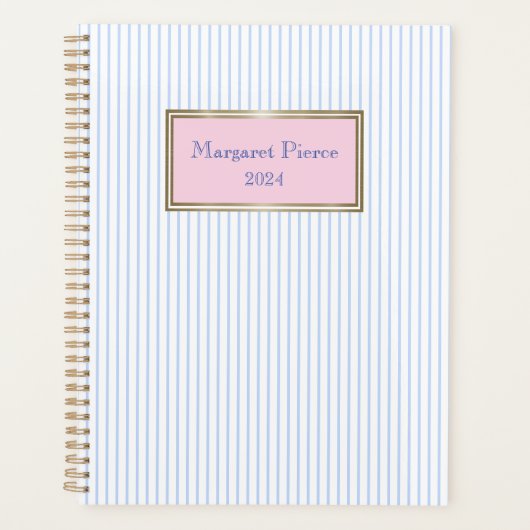 Margaret Pinstripe Planner mit rosa Planer (Vorderseite)