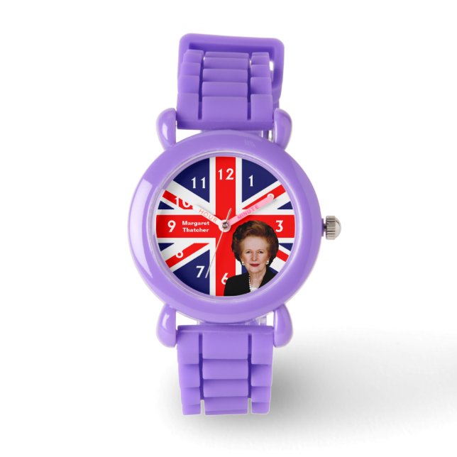 Margaret Thatcher & Britische Flagge Armbanduhr (Vorderseite)