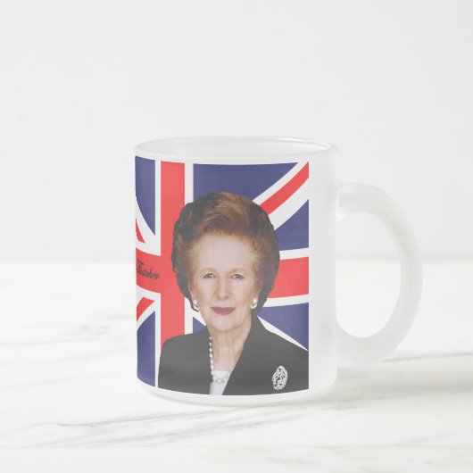 Margaret Thatcher - britische Flagge Mattglastasse (Rechts)