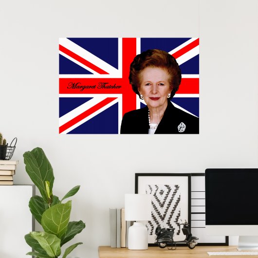 Margaret Thatcher - Britische Flagge Poster (Heimbüro)