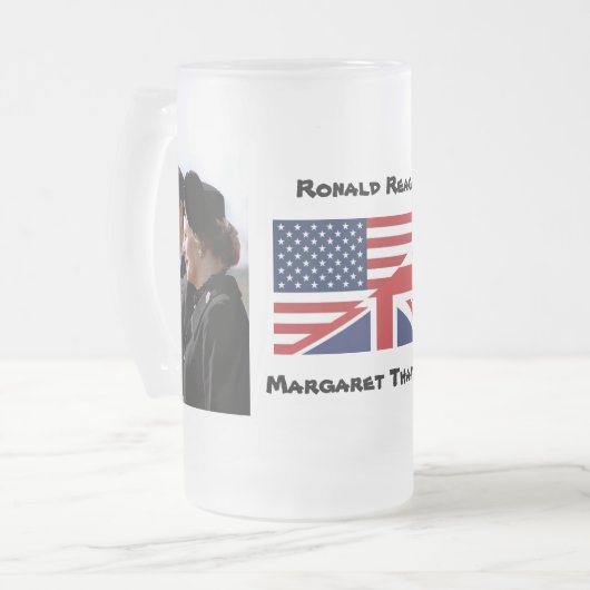 Margaret Thatcher u. Ronald Reagan Mattglas Bierglas (Vorderseite Links)