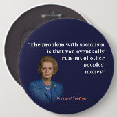 Margaret Thatcher zitiert den Sozialismus Button (Vorne & Hinten)
