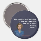 Margaret Thatcher zitiert den Sozialismus Magnet (Vorderseite/Rückseite)