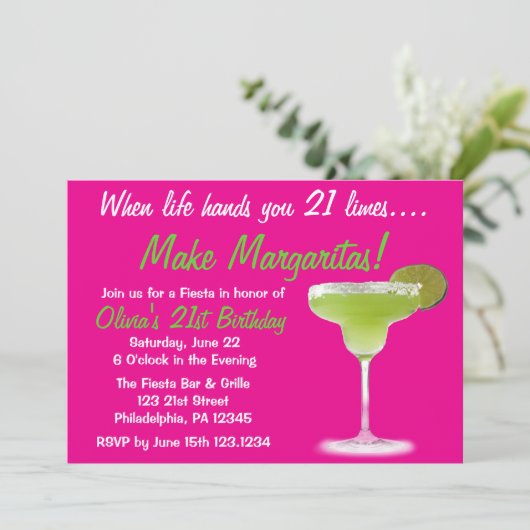 Margarita 21. Geburtstag Einladung (Stehend Vorderseite)