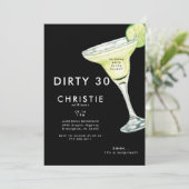 Margarita 30. Überraschung Black Birthday Party Einladung (Stehend Vorderseite)